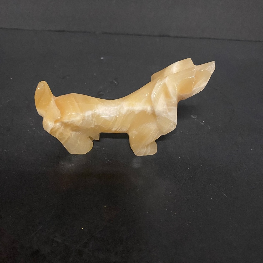 Vintage Carved Stone Dog Figurine